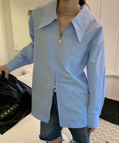 BIGカラージップアップシャツ（シャツ/ブラウス）｜Vipoa