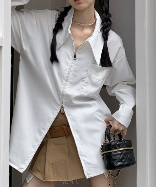 Vipoa（ヴィポア）の「BIGカラージップアップシャツ（シャツ/ブラウス・レディース・ブルー/ホワイト・FREE）」の19枚目の写真