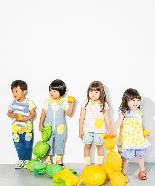 baby cheer(ベイビーチアー)の「シトラス衿ボーダーTシャツ(Tシャツ/カットソー・キッズ・ブルー/レモンイエロー・110cm/120cm/80cm/100cm/90cm)」の7枚目の写真