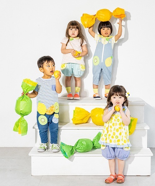 baby cheer(ベイビーチアー)の「シトラス衿ボーダーTシャツ(Tシャツ/カットソー・キッズ・ブルー/レモンイエロー・110cm/120cm/80cm/100cm/90cm)」の5枚目の写真
