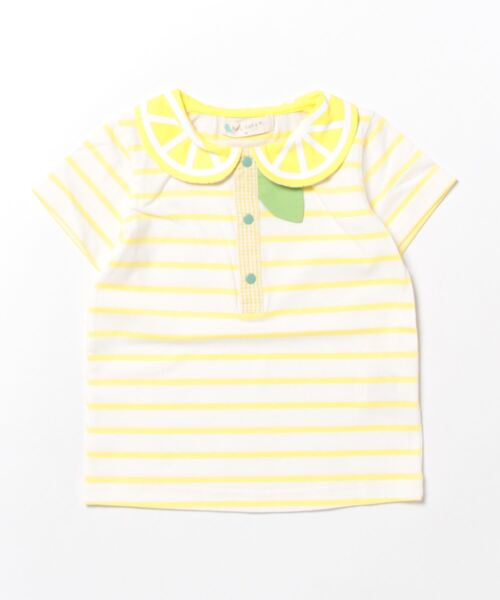 baby cheer(ベイビーチアー)の「シトラス衿ボーダーTシャツ(Tシャツ/カットソー・キッズ・ブルー/レモンイエロー・110cm/120cm/80cm/100cm/90cm)」の3枚目の写真