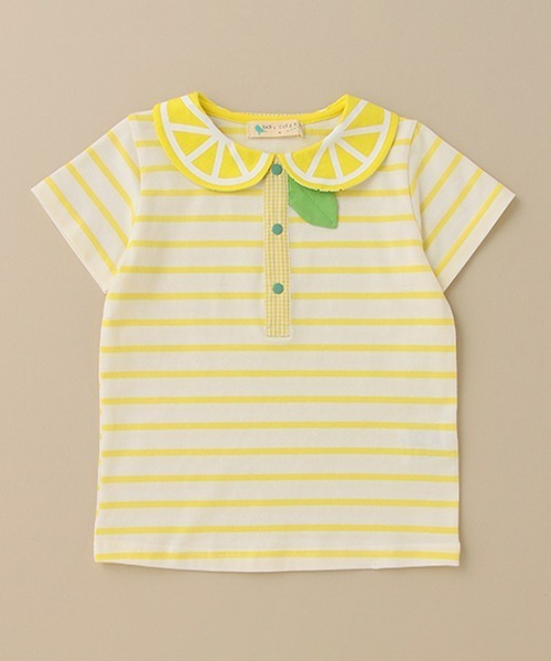 baby cheer(ベイビーチアー)の「シトラス衿ボーダーTシャツ(Tシャツ/カットソー・キッズ・ブルー/レモンイエロー・110cm/120cm/80cm/100cm/90cm)」の9枚目の写真