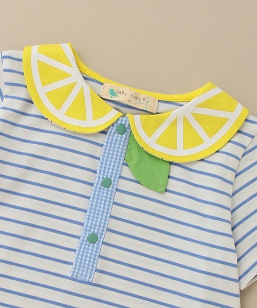 baby cheer(ベイビーチアー)の「シトラス衿ボーダーTシャツ(Tシャツ/カットソー・キッズ・ブルー/レモンイエロー・110cm/120cm/80cm/100cm/90cm)」の11枚目の写真