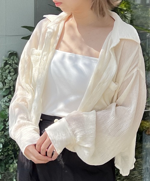 one way（ワンウェイ）の「シワ加工シア―シャツ（シャツ/ブラウス・レディース・ホワイト/ライトブルー/ライトグレー・FREE）」の13枚目の写真