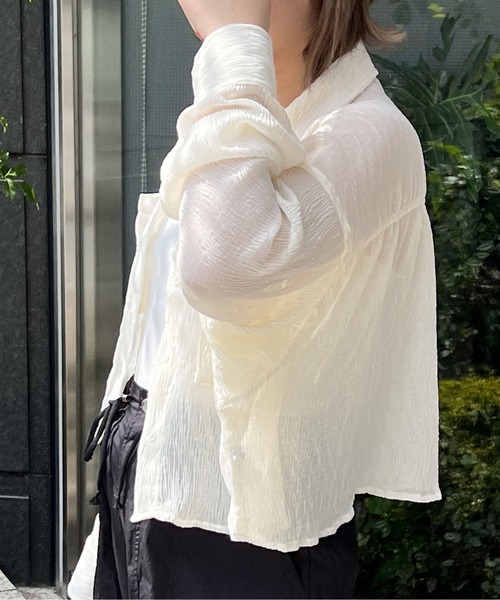 one way（ワンウェイ）の「シワ加工シア―シャツ（シャツ/ブラウス・レディース・ホワイト/ライトブルー/ライトグレー・FREE）」の16枚目の写真