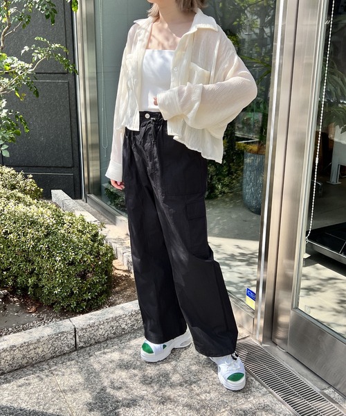 one way（ワンウェイ）の「シワ加工シア―シャツ（シャツ/ブラウス・レディース・ホワイト/ライトブルー/ライトグレー・FREE）」の7枚目の写真