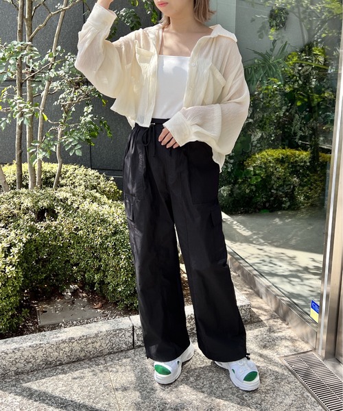 one way（ワンウェイ）の「シワ加工シア―シャツ（シャツ/ブラウス・レディース・ホワイト/ライトブルー/ライトグレー・FREE）」の14枚目の写真