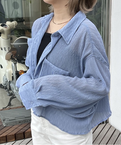 one way（ワンウェイ）の「シワ加工シア―シャツ（シャツ/ブラウス・レディース・ホワイト/ライトブルー/ライトグレー・FREE）」の17枚目の写真