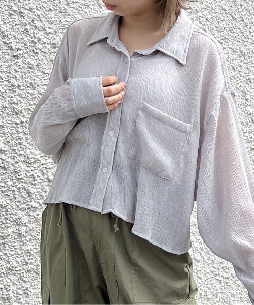 one way（ワンウェイ）の「シワ加工シア―シャツ（シャツ/ブラウス・レディース・ホワイト/ライトブルー/ライトグレー・FREE）」の20枚目の写真