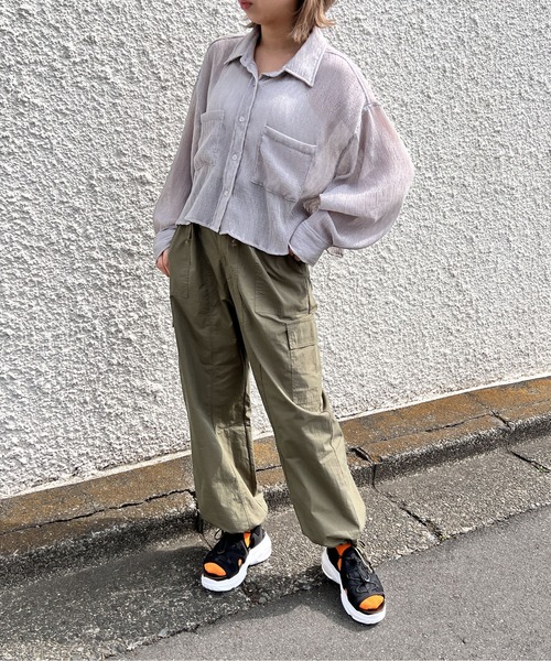 one way（ワンウェイ）の「シワ加工シア―シャツ（シャツ/ブラウス・レディース・ホワイト/ライトブルー/ライトグレー・FREE）」の18枚目の写真