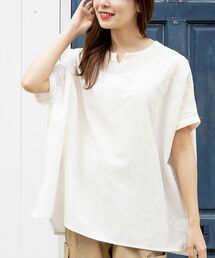 リーフ刺繍ドルマンブラウス