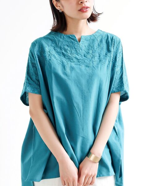 rps(アールピーエス)の「リーフ刺繍ドルマンブラウス(シャツ/ブラウス・レディース・オフホワイト/カーキ/パープル/チャコールグレー/ブルーグリーン・フリー)」の20枚目の写真