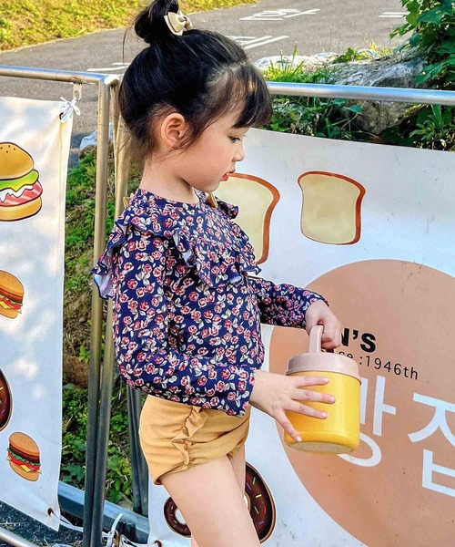 OSYAREVO（オシャレボ）の「キッズ フラワー柄 ロングスリーブ フリル 水着 セットアップ（水着・キッズ・ネイビー・90/100/110/120/130）」の8枚目の写真