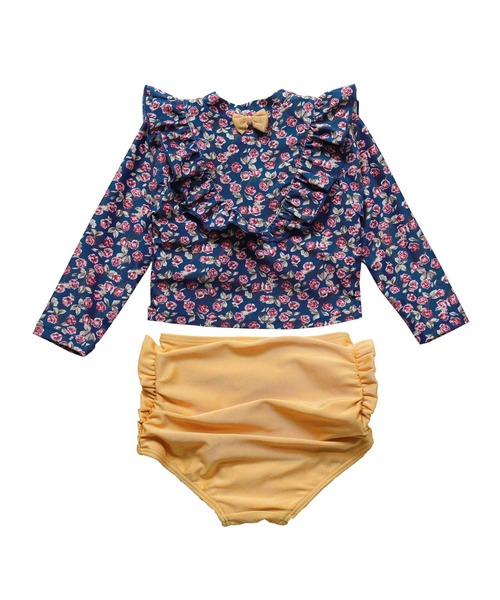 OSYAREVO（オシャレボ）の「キッズ フラワー柄 ロングスリーブ フリル 水着 セットアップ（水着・キッズ・ネイビー・90/100/110/120/130）」の13枚目の写真