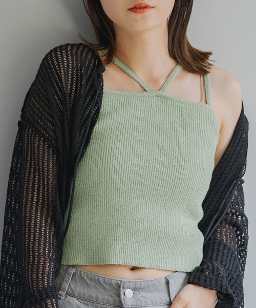 Kastane(カスタネ)の「【サイズ展開あり】カップ付ニットキャミ(キャミソール・レディース・ミント/ブラック/オレンジ/アイボリー・M/XS)」の3枚目の写真