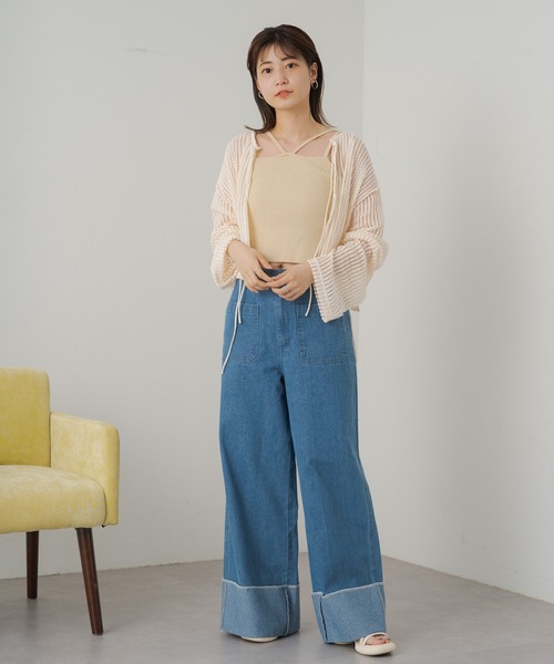 Kastane(カスタネ)の「【サイズ展開あり】カップ付ニットキャミ(キャミソール・レディース・ミント/ブラック/オレンジ/アイボリー・M/XS)」の7枚目の写真