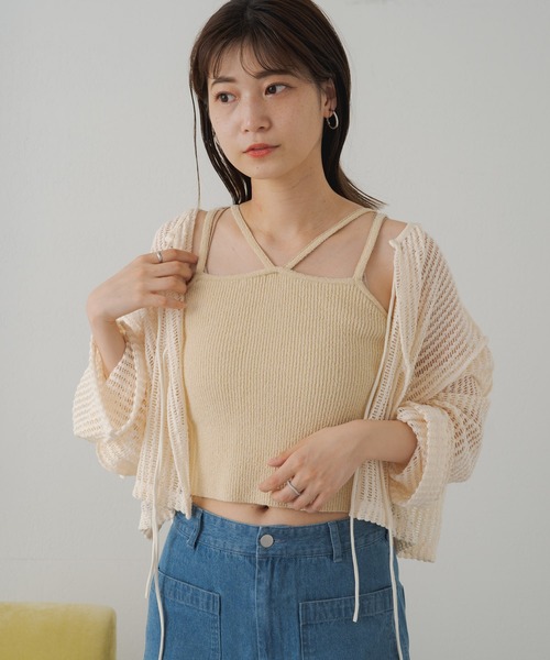 Kastane(カスタネ)の「【サイズ展開あり】カップ付ニットキャミ(キャミソール・レディース・ミント/ブラック/オレンジ/アイボリー・M/XS)」の6枚目の写真