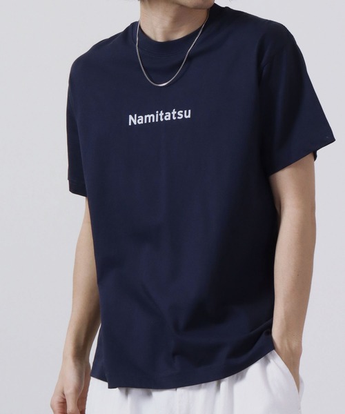 波達(NAMITATSU)(ナミタツ)の「波達(NAMITATSU) オーガニックコットン プリント Tシャツ(Tシャツ/カットソー・メンズ・スミクロ/ネイビー/オートミール・L/M/XL)」の3枚目の写真