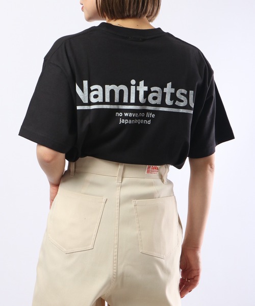 波達(NAMITATSU)(ナミタツ)の「波達(NAMITATSU) オーガニックコットン プリント Tシャツ(Tシャツ/カットソー・メンズ・スミクロ/ネイビー/オートミール・L/M/XL)」の4枚目の写真