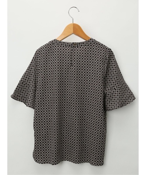 m.f.editorial（エムエフエディトリアル）の「m.f.エディトリアル レディース ボウタイ風 クルー半袖プルオーバーブラウス（シャツ/ブラウス・レディース・ブラック/ダークウッド/ホワイト・MEDIUM/LARGE）」の6枚目の写真