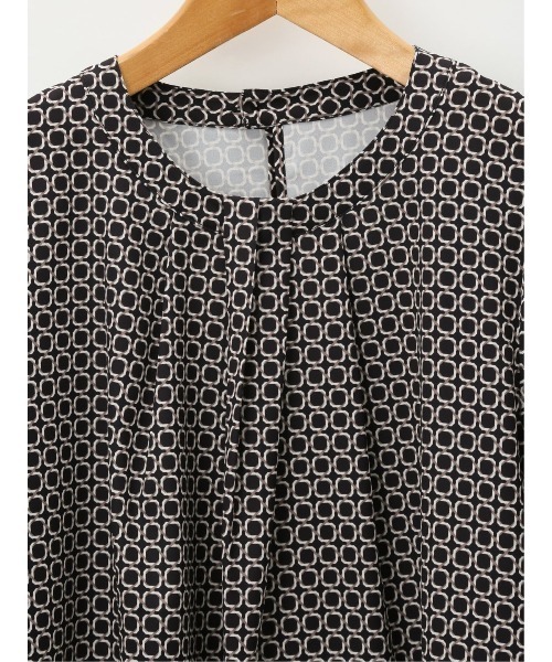 m.f.editorial（エムエフエディトリアル）の「m.f.エディトリアル レディース ボウタイ風 クルー半袖プルオーバーブラウス（シャツ/ブラウス・レディース・ブラック/ダークウッド/ホワイト・MEDIUM/LARGE）」の7枚目の写真