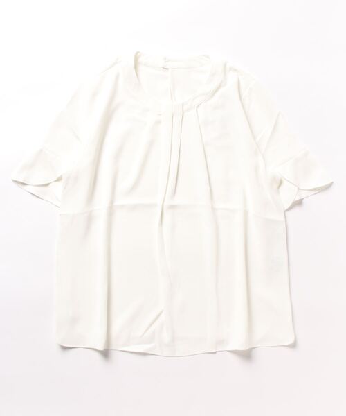 m.f.editorial（エムエフエディトリアル）の「m.f.エディトリアル レディース ボウタイ風 クルー半袖プルオーバーブラウス（シャツ/ブラウス・レディース・ブラック/ダークウッド/ホワイト・MEDIUM/LARGE）」の10枚目の写真