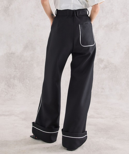 UNITED TOKYO（ユナイテッドトウキョウ）の「ラインデザインパンツ-ウォッシャブル-（スラックス・レディース・ブラック/グレー・1/2）」の10枚目の写真