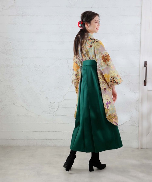 Ulysses(ユリシス)の「大正ロマンなデザイン。袴7点セット 和風花柄 緑色(着物・レディース・グリーン・F)」の9枚目の写真