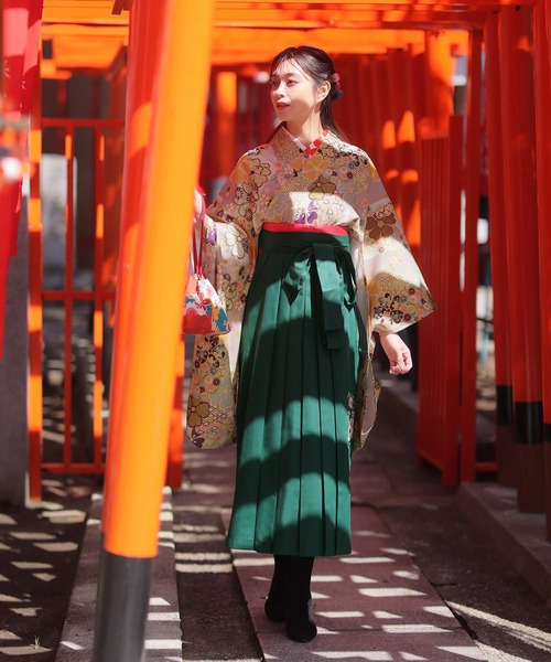 Ulysses(ユリシス)の「大正ロマンなデザイン。袴7点セット 和風花柄 緑色(着物・レディース・グリーン・F)」の10枚目の写真