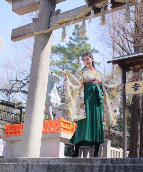 Ulysses(ユリシス)の「大正ロマンなデザイン。袴7点セット 和風花柄 緑色(着物・レディース・グリーン・F)」の7枚目の写真