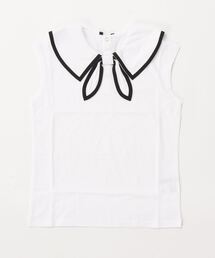 天竺・モノトーンボーダーリボンタイTシャツ