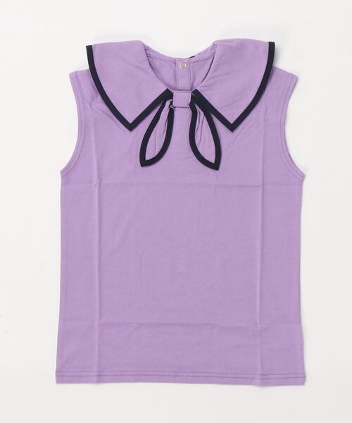 maarook（マルーク）の「天竺・モノトーンボーダーリボンタイTシャツ（Tシャツ/カットソー・キッズ・パープル/ホワイト・150cm/140cm/160cm）」の7枚目の写真