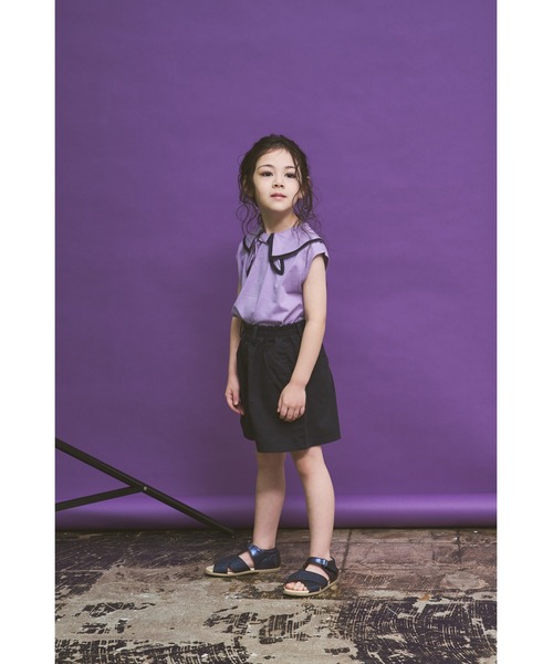 maarook（マルーク）の「天竺・モノトーンボーダーリボンタイTシャツ（Tシャツ/カットソー・キッズ・パープル/ホワイト・150cm/140cm/160cm）」の5枚目の写真