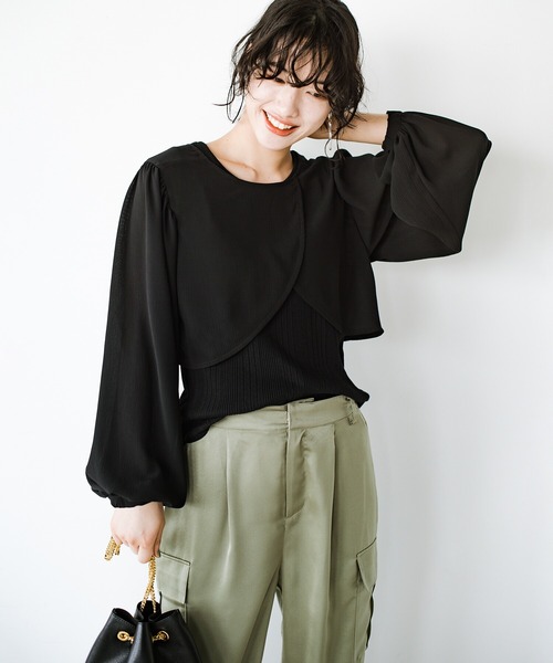 haco!（ハコ）の「前後２WAY！着るだけで二の腕カバーとオシャレ完成の万能アームボレロ（カーディガン/ボレロ・レディース・ブラック/オフホワイト・SMALL/MEDIUM/LARGE/X-LARGE）」の10枚目の写真