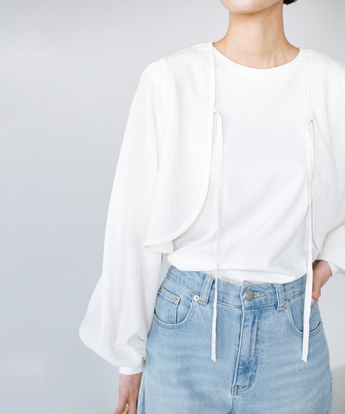 haco!（ハコ）の「前後２WAY！着るだけで二の腕カバーとオシャレ完成の万能アームボレロ（カーディガン/ボレロ・レディース・ブラック/オフホワイト・SMALL/MEDIUM/LARGE/X-LARGE）」の21枚目の写真