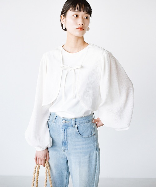 haco!（ハコ）の「前後２WAY！着るだけで二の腕カバーとオシャレ完成の万能アームボレロ（カーディガン/ボレロ・レディース・ブラック/オフホワイト・SMALL/MEDIUM/LARGE/X-LARGE）」の18枚目の写真