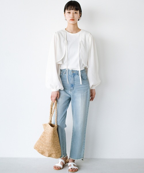 haco!（ハコ）の「前後２WAY！着るだけで二の腕カバーとオシャレ完成の万能アームボレロ（カーディガン/ボレロ・レディース・ブラック/オフホワイト・SMALL/MEDIUM/LARGE/X-LARGE）」の13枚目の写真