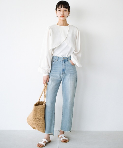 haco!（ハコ）の「前後２WAY！着るだけで二の腕カバーとオシャレ完成の万能アームボレロ（カーディガン/ボレロ・レディース・ブラック/オフホワイト・SMALL/MEDIUM/LARGE/X-LARGE）」の9枚目の写真