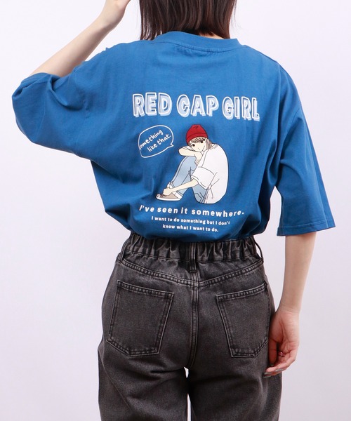 Red Cap Girl(レッドキャプガール)の「Red Cap Girl 天竺 バックプリント ビックシルエット 半袖Tシャツ(Tシャツ/カットソー・メンズ・ブラック/ブルー/ホワイト・L/M)」の8枚目の写真
