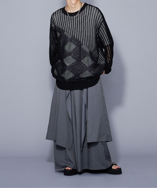 Ellno Loset(エルノロゼット)の「ラメシアーキリカエニット(ニット/セーター・メンズ・ブラック/ブルー・MEDIUM/LARGE)」の7枚目の写真