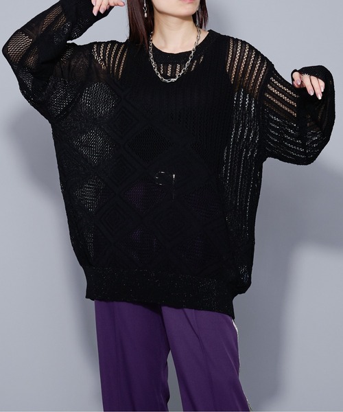 Ellno Loset(エルノロゼット)の「ラメシアーキリカエニット(ニット/セーター・メンズ・ブラック/ブルー・MEDIUM/LARGE)」の8枚目の写真