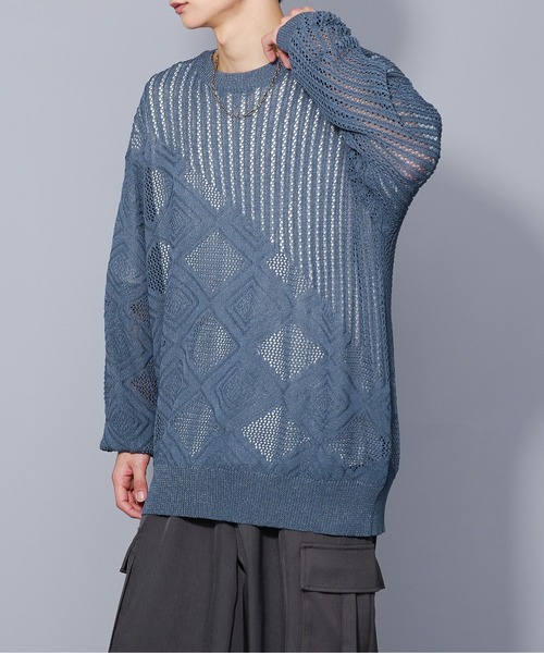 Ellno Loset(エルノロゼット)の「ラメシアーキリカエニット(ニット/セーター・メンズ・ブラック/ブルー・MEDIUM/LARGE)」の12枚目の写真