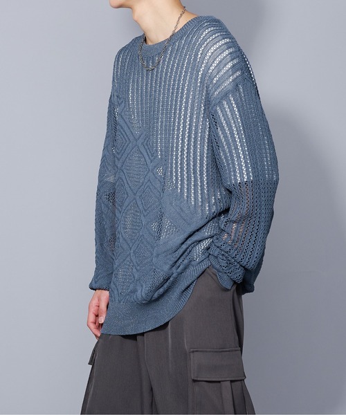 Ellno Loset(エルノロゼット)の「ラメシアーキリカエニット(ニット/セーター・メンズ・ブラック/ブルー・MEDIUM/LARGE)」の13枚目の写真