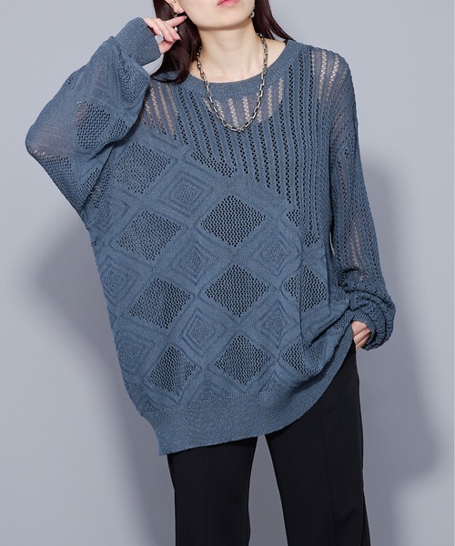 Ellno Loset(エルノロゼット)の「ラメシアーキリカエニット(ニット/セーター・メンズ・ブラック/ブルー・MEDIUM/LARGE)」の15枚目の写真