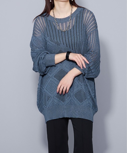 Ellno Loset(エルノロゼット)の「ラメシアーキリカエニット(ニット/セーター・メンズ・ブラック/ブルー・MEDIUM/LARGE)」の16枚目の写真