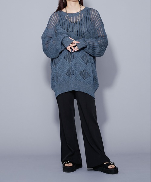 Ellno Loset(エルノロゼット)の「ラメシアーキリカエニット(ニット/セーター・メンズ・ブラック/ブルー・MEDIUM/LARGE)」の19枚目の写真