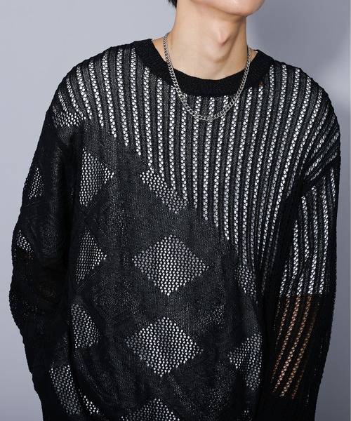 Ellno Loset(エルノロゼット)の「ラメシアーキリカエニット(ニット/セーター・メンズ・ブラック/ブルー・MEDIUM/LARGE)」の21枚目の写真