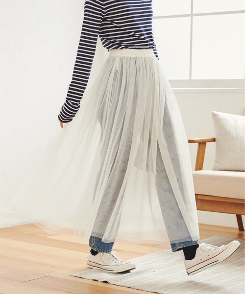 ANGIE（アンジー）の「2WAYチュールスカート（スカート・レディース・ブラック/アイボリー/ライトグレー・FREE）」の18枚目の写真