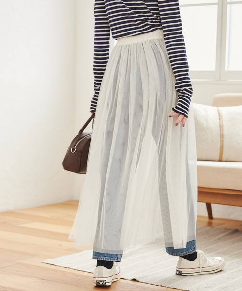 ANGIE（アンジー）の「2WAYチュールスカート（スカート・レディース・ブラック/アイボリー/ライトグレー・FREE）」の20枚目の写真