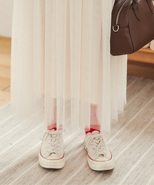 ANGIE（アンジー）の「2WAYチュールスカート（スカート・レディース・ブラック/アイボリー/ライトグレー・FREE）」の10枚目の写真